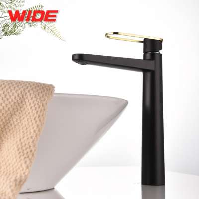 Unique design single handle matt black bathroom basin faucet