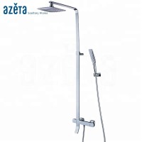 European Bathroom Tap Surface Mounted Rain Bath Panel Column Faucet With Thermostat Valve Thermostatic Shower Mixer Set