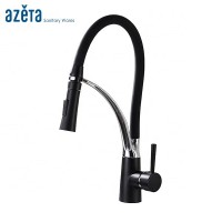 New Flexible Black Pull Out Single Handle Brass Kitchen Sink Faucet