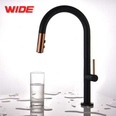 Factory supply single handle  black pull out kitchen faucet
