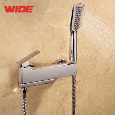 Chrome wall mounted bathroom rain shower faucet set bathtub mixer taps with spout
