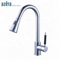 Kitchen Wares Brass Long Neck Water Ridge Pull Down Kitchen Faucet