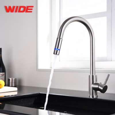 Colorful LED water kitchen faucet light 3 colors changing temperature control