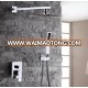 Chrome brass wall mounted rain concealed shower set with handheld shower