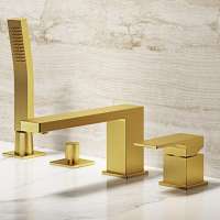 Antique brushed golden luxury bathroom brass bathtub faucet shower faucet with hand shower