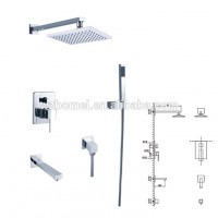 in wall concealed bath&shower mixer set with ABS plastic handle shower , rain shower head