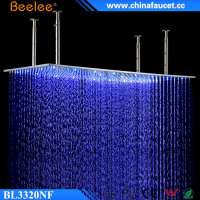 Beelee 20'' Large Brushed Rectangle Rainfall Waterfall Waterproof Led Light Shower