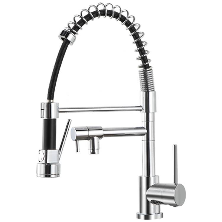Commercial pre-rinse kitchen faucet, high arc kitchen sink faucet with pull down spring