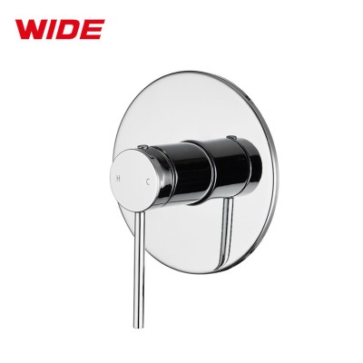 Round in wall concealed bathroom shower mixer tap brass Watermark