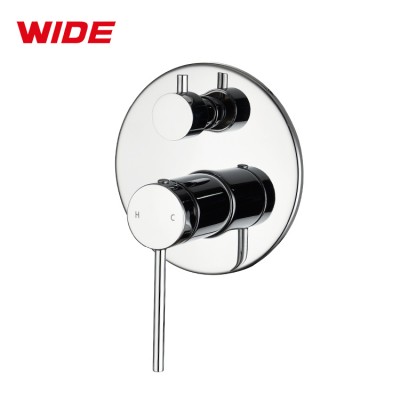 Round in wall concealed bathroom bath shower mixer tap brass Watermark