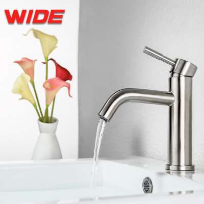 Hot sale 304 stainless Steel single lever Basin Faucet Hot and Cold water China Faucet Factory
