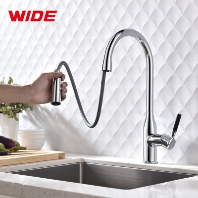 Single handle solid brass kitchen sink faucet with pull down sprayer
