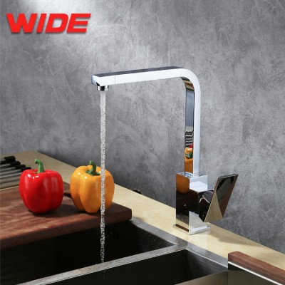 High end square kitchen faucet, brass single handle kitchen faucet