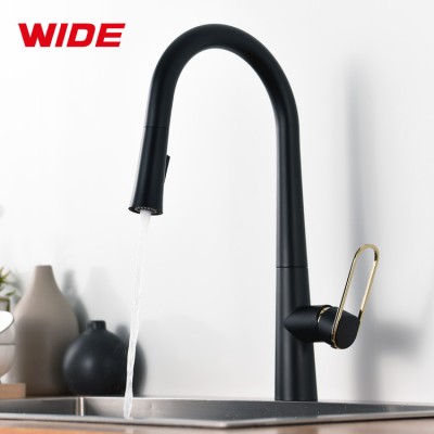 New design matte black pull out kitchen sink faucet for wholesale