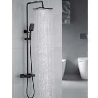 Square Design Brass Waterfall Shower Set Complete With Stainless Steel Bar Shower Head And ABS Hand Shower